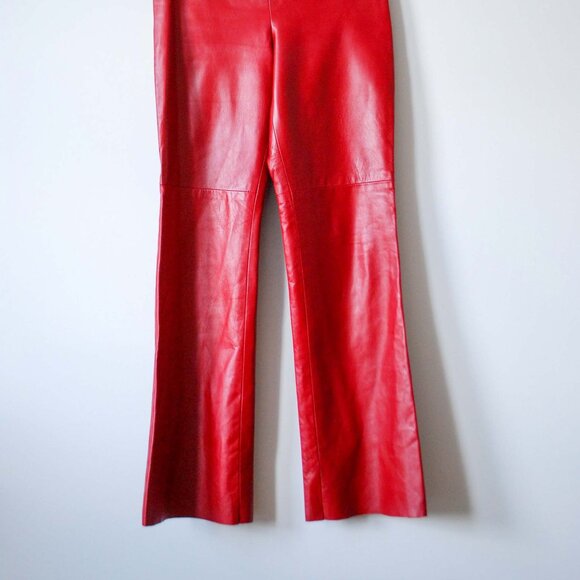 Juicy-Red Danier Leather Pants - Picture 2 of 6